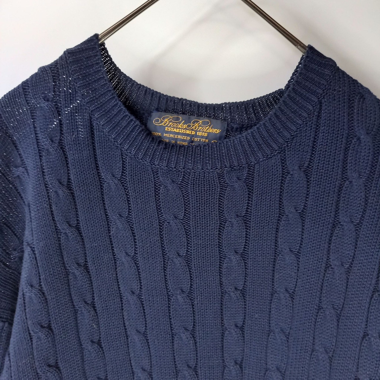 ブルックスブラザーズ　クルーネック　コットンセーター　ケーブル編み　アランニット