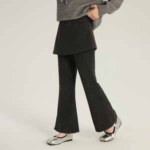 冬フェイクレイヤードスカートパンツ