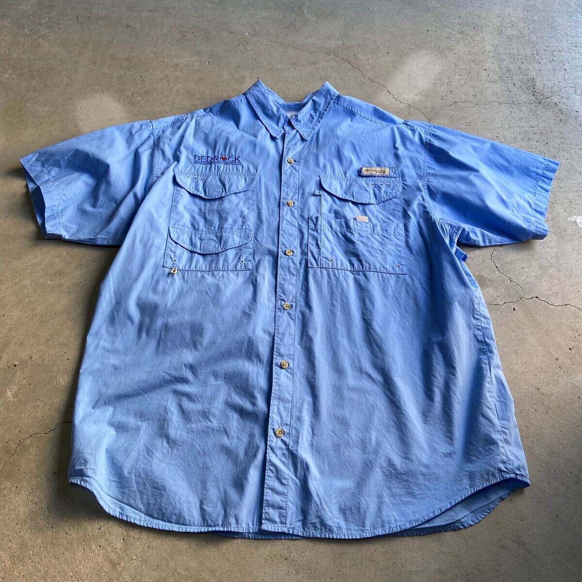 Columbia PFG コロンビア 企業ロゴ 刺繍 半袖 フィッシングシャツ メンズXL 古着 水色 【半袖シャツ】【SS2207】 | cave  古着屋【公式】古着通販サイト powered by BASE