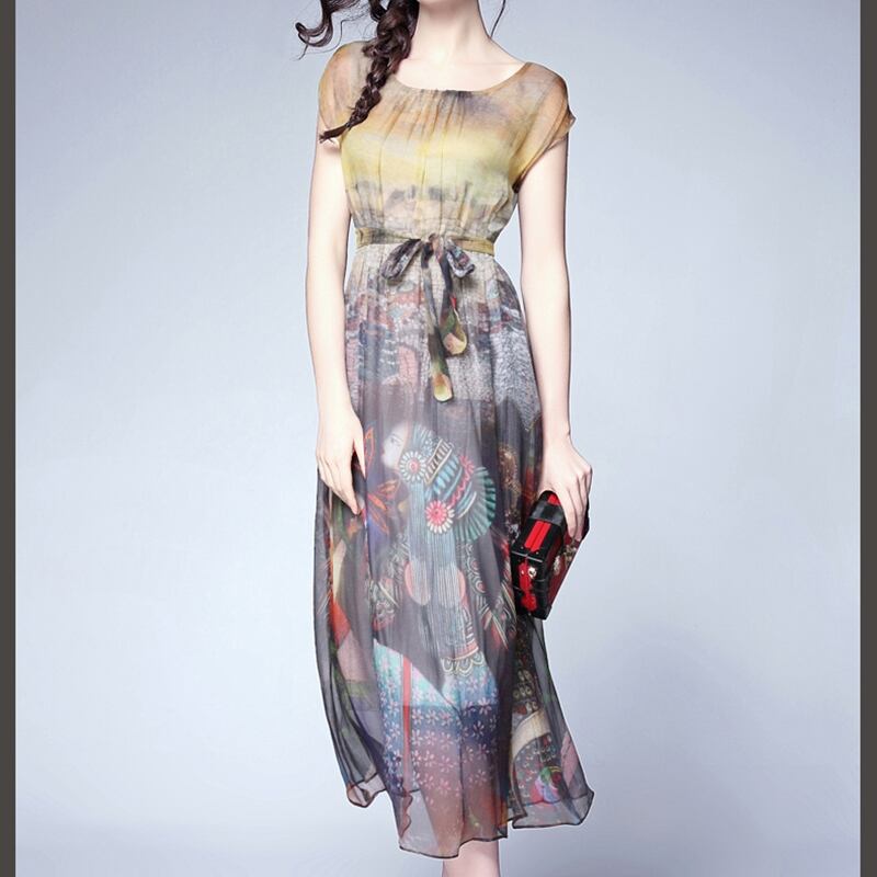 個性的 派手 イラスト ロングワンピース