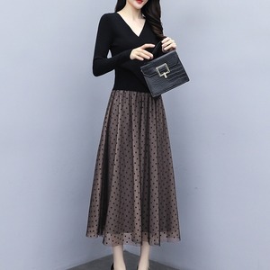 ワンピース レディース 送料無料 フレアス 長袖 ドッキング レイヤードドット チュール ニット Vネック レース切り替え シースルー タイトドレス ワンピース ドレス パーティドレス ひざ丈 ミディアム丈 袖あり 半袖 フレアスリーブ Vネック レース チュール ケープ風 透け感 シースルー エレガント 大人可愛い きれいめ ゴージャス 華やか 上品 白 ホワイト 黒 ブラック 花柄 フラワー ブライダル 披露宴 オケージョン 二の腕カバー 高見え 格上げ 春夏 パーティー 二次会