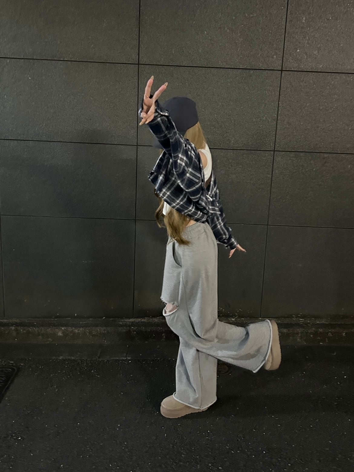 Raffian ダメージスウェットパンツ グレー ダメージスウェットパンツ グレー | Raffian
