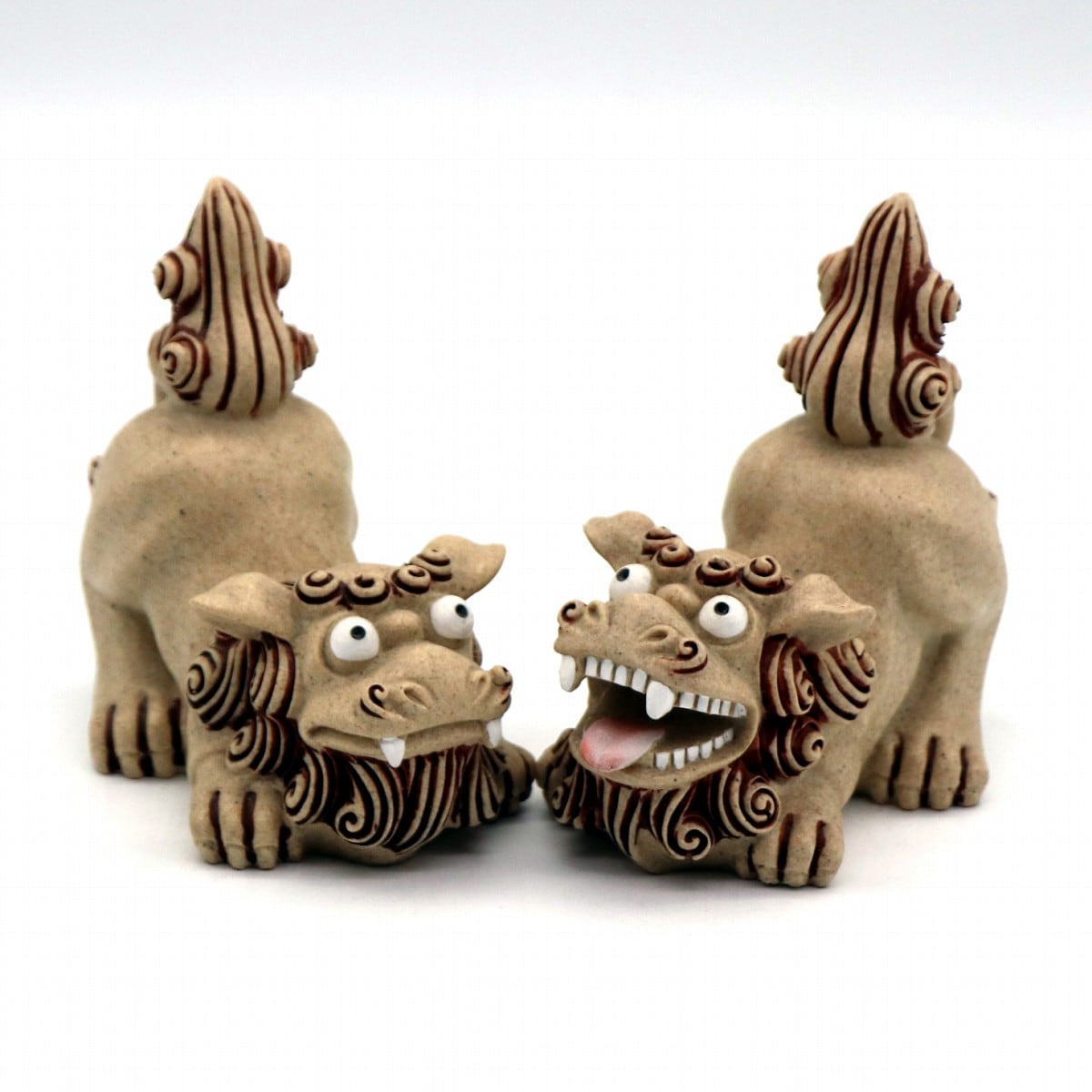獅子・狛犬・シーサー・2体セット・ミニ置物・No.210513-31・梱包 