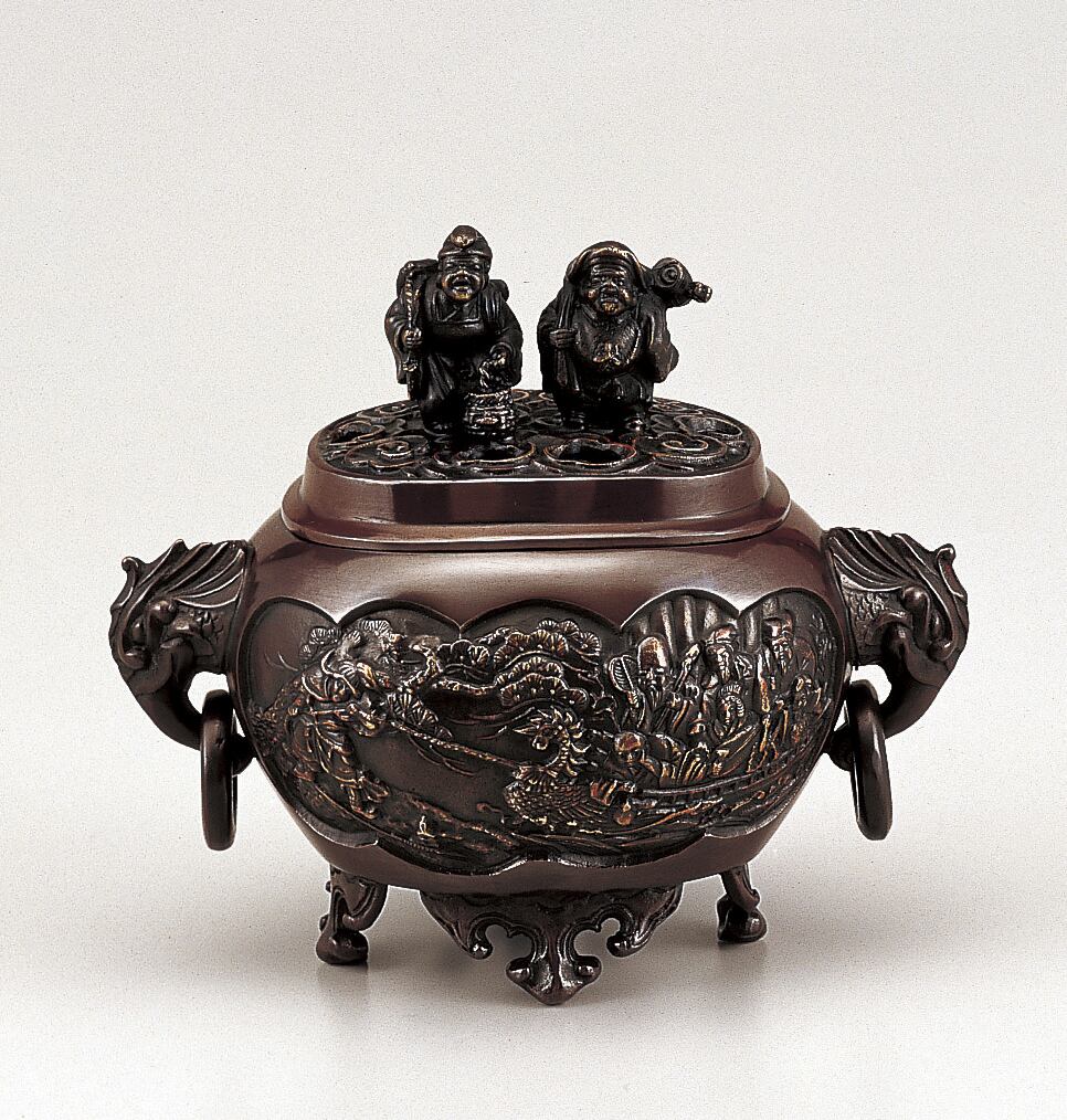 小判型七福神恵比須大黒蓋香炉 (小) 能作吉秀作