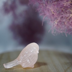 【ローズクォーツ】なかよし鳥ちゃん/ピンク