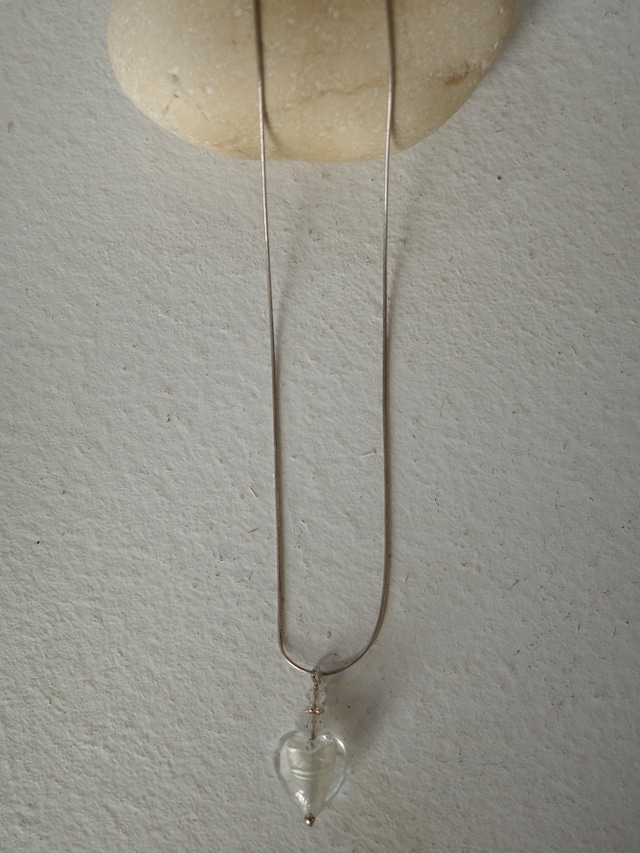 〈vintage silver925〉glass heart necklace