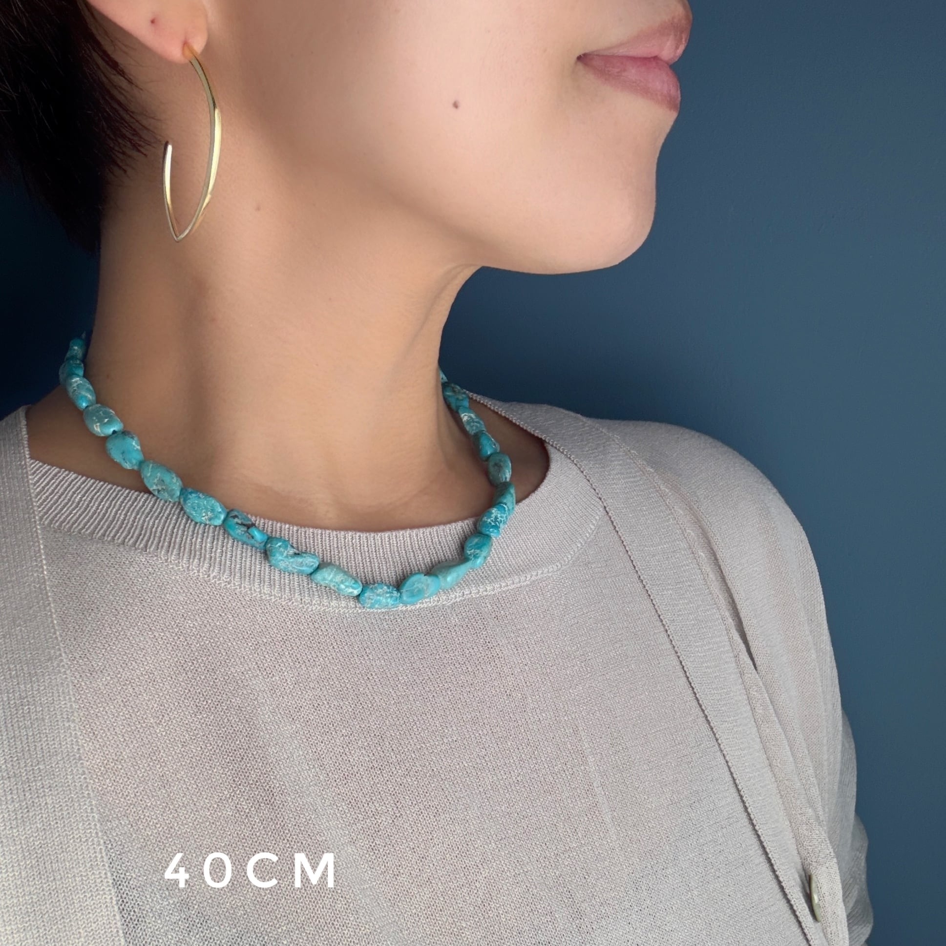 Lagoon Original タンブルカット ブルー ターコイズ 1.2×0.8cm 一連