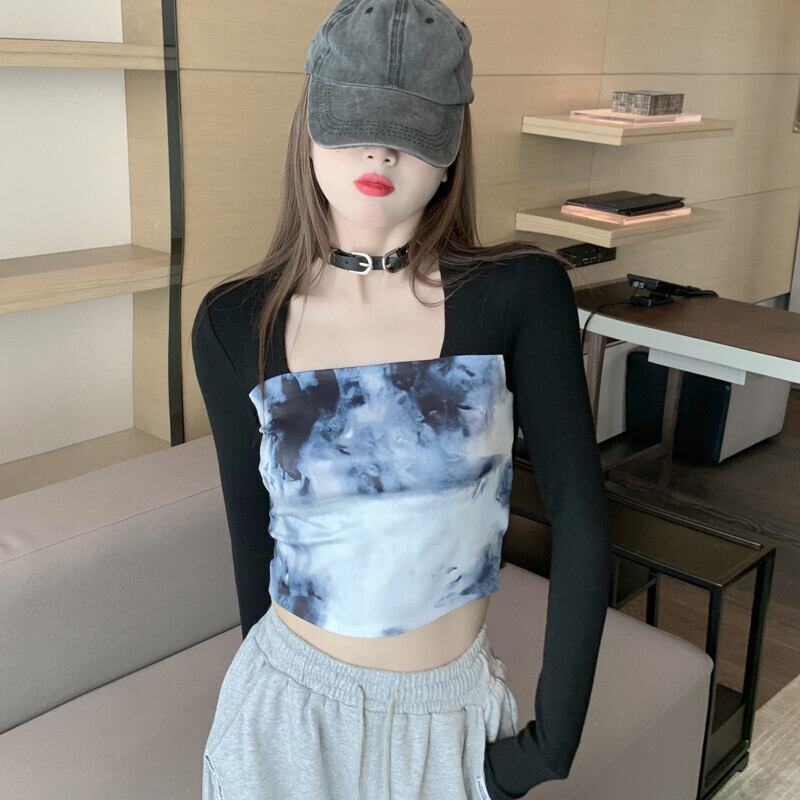 Tシャツ シャツ オータムショートトップス 大人ガーリー スウィート キュート カジュアル 秋物 スクウェア ガールズファッション45691210904