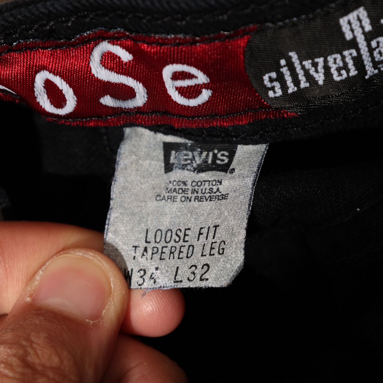 極美品 34×32 USA 96年 Loose Silvertab Levi’s ブラックデニムパンツ リーバイス シルバータブ