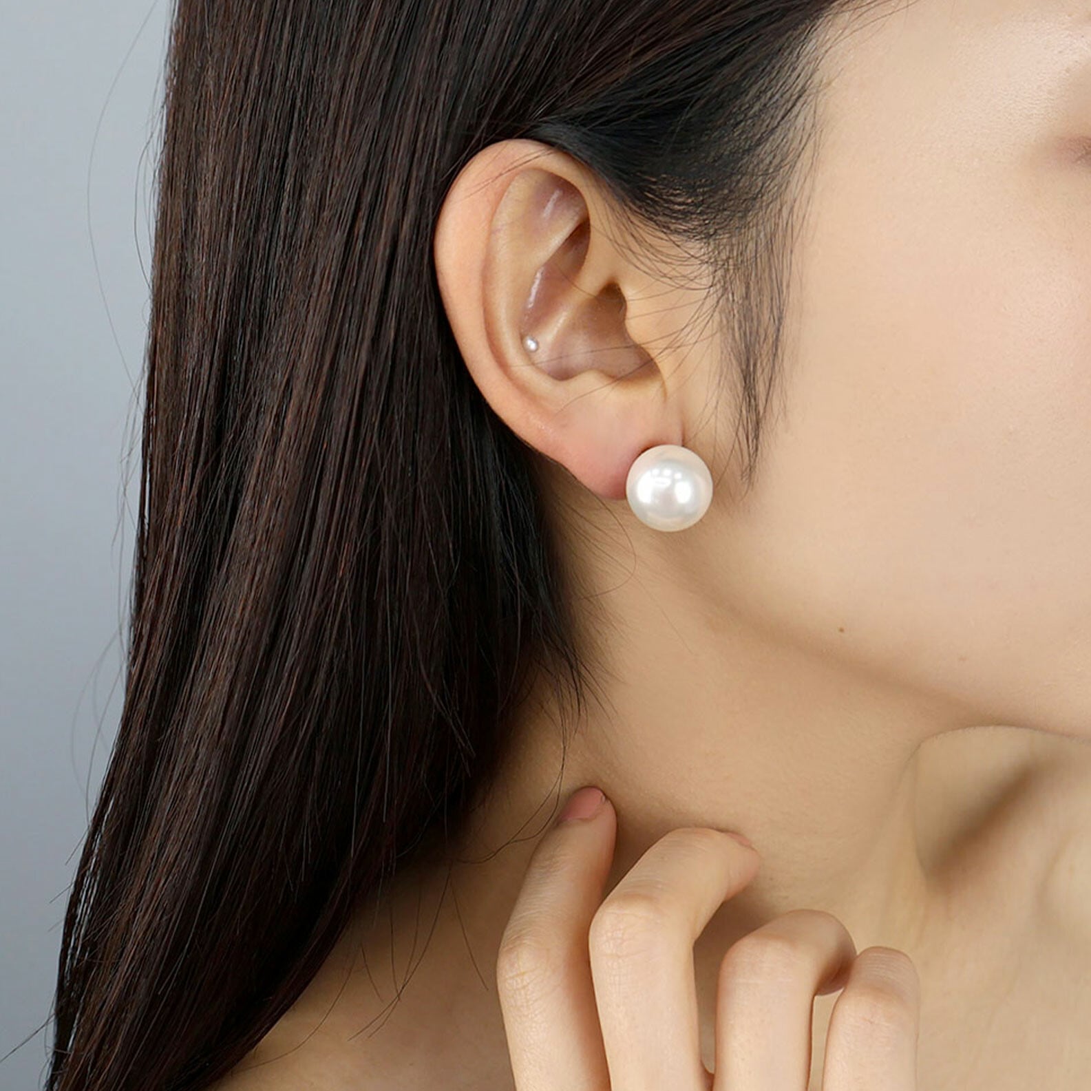 【SELECT】サージカルステンレス/大ぶりパールイヤリング ねじ式 金属アレルギー対応 韓国製