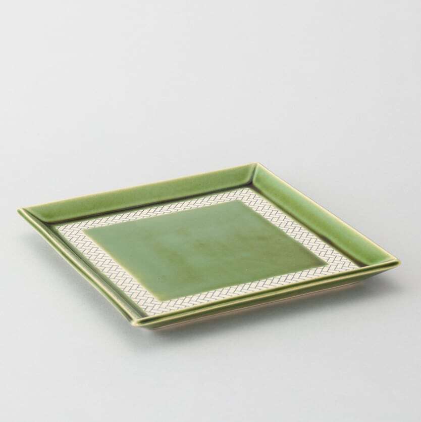 織部菓子器角皿 織部格子角皿（中） | 曽根窯