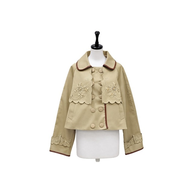 Scallop embroidery short jacket
