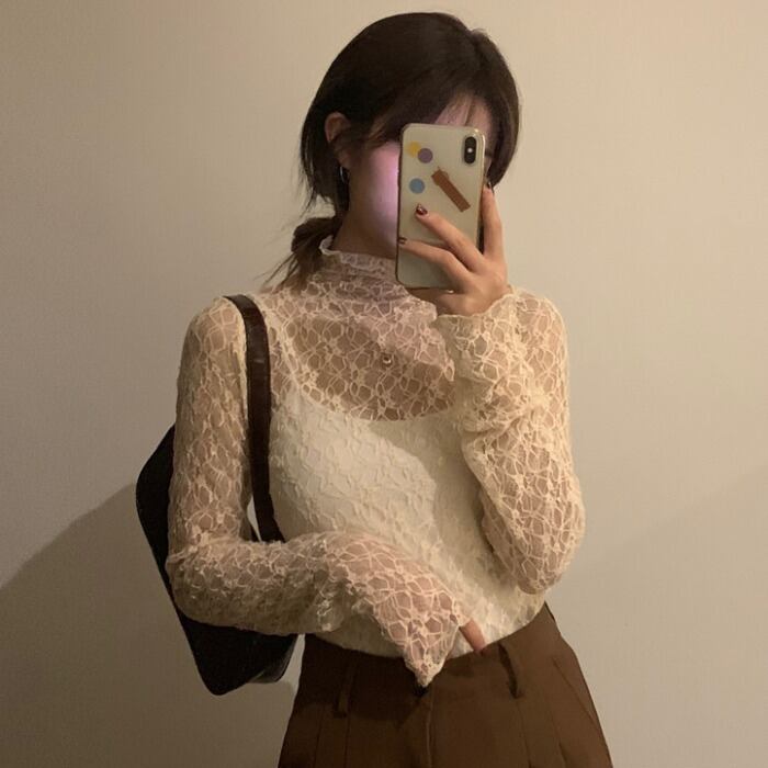 スプリングスタイルトップス 長袖スリーブレースシャツ ロング 春物 YY-ファッション73328748789