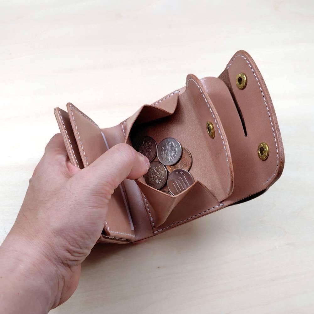 ミニウォレット 三つ折り コンパクト 財布 ヌメ革 サドルレザー