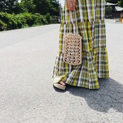 [Pattern] パブコーン編みとメッシュのハンドバッグ