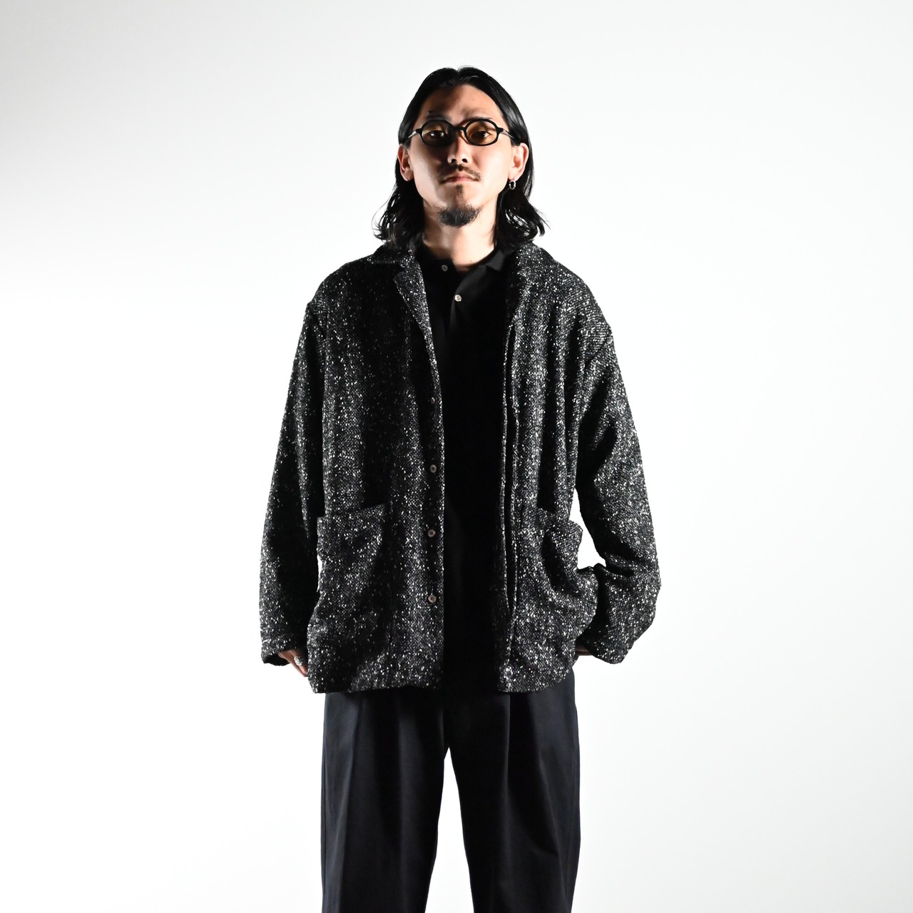 INTERIM(インテリム)TEXTURED DONEGAL BOUCLÉ DEADSTOCK HYPER BIG FLY FRONT SHIIRTS JACKET
