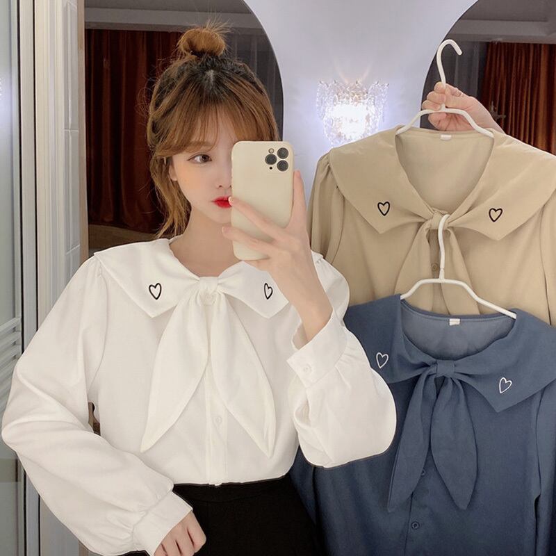 スタイルシャツ 刺繍ホワイトスプリングトップス サマー ロング リボン 大人ガーリー スウィート キュート カジュアル 春物 夏物 萌量不足33641591148