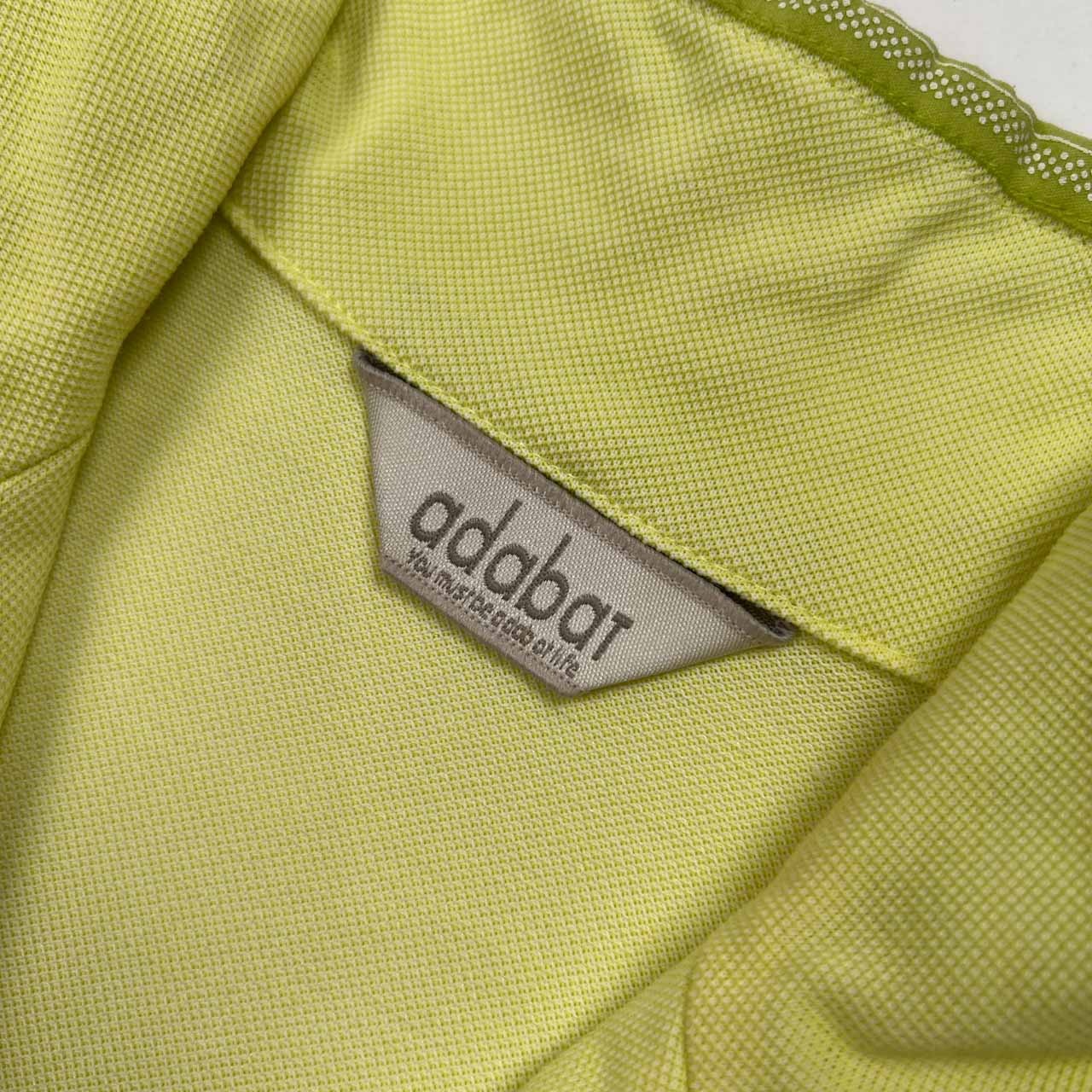 adabat アダバット ロゴ刺繍 ハイネック ハーフジップ 鹿の子 半袖 シャツ 38 /ゴルフ/レディース/蛍光イエロー系/日本製