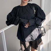 ナイロンパフスリーブtops/ブラック