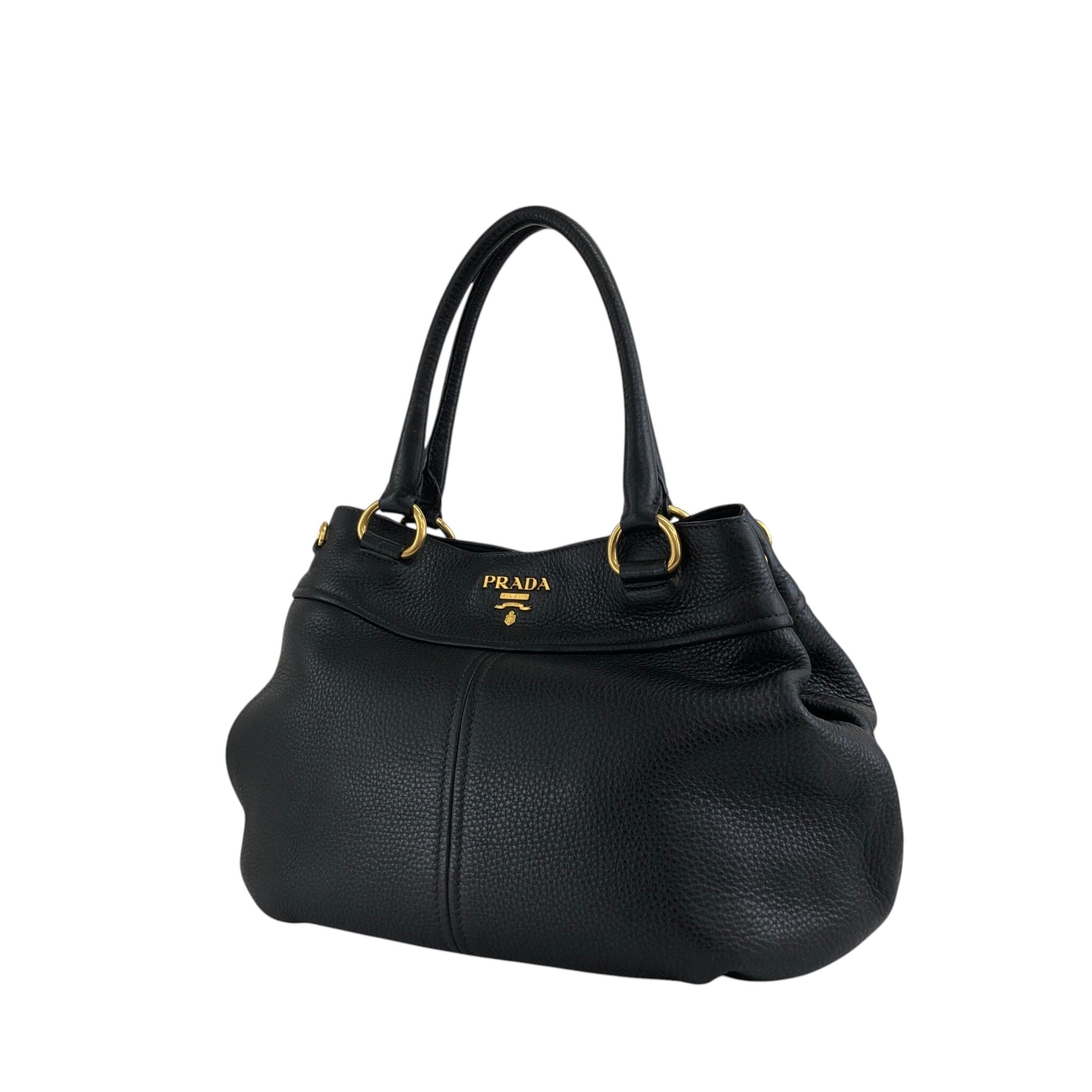 PRADA プラダ ショルダーバッグ ブラック ロゴ レザー vintage