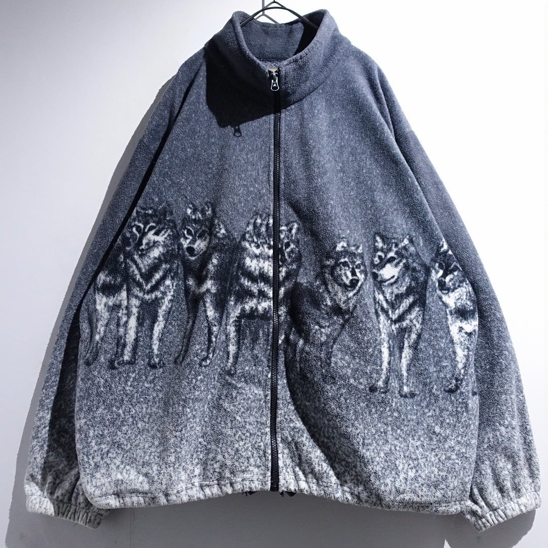 Gradient Wolf Animal Fleece Jacket
