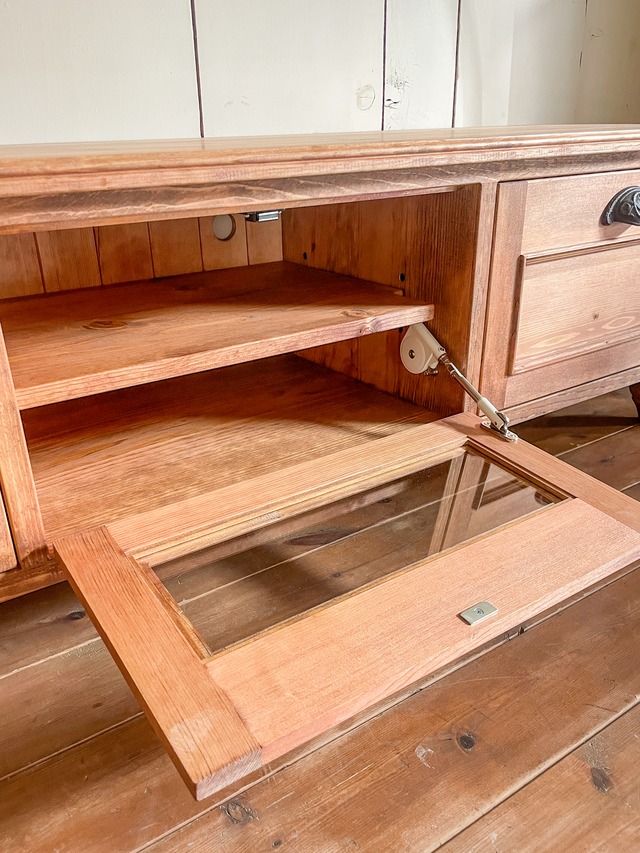 フランスアンティーク調テレビボード (グレー・オーダーメイド家具)W3000大型ローボード