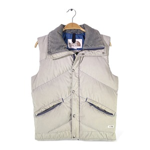 80s ノースフェイス USA製 茶タグ ヴィンテージ ダウンべスト シルバー THE NORTH FACE サイズS 古着 DD0460