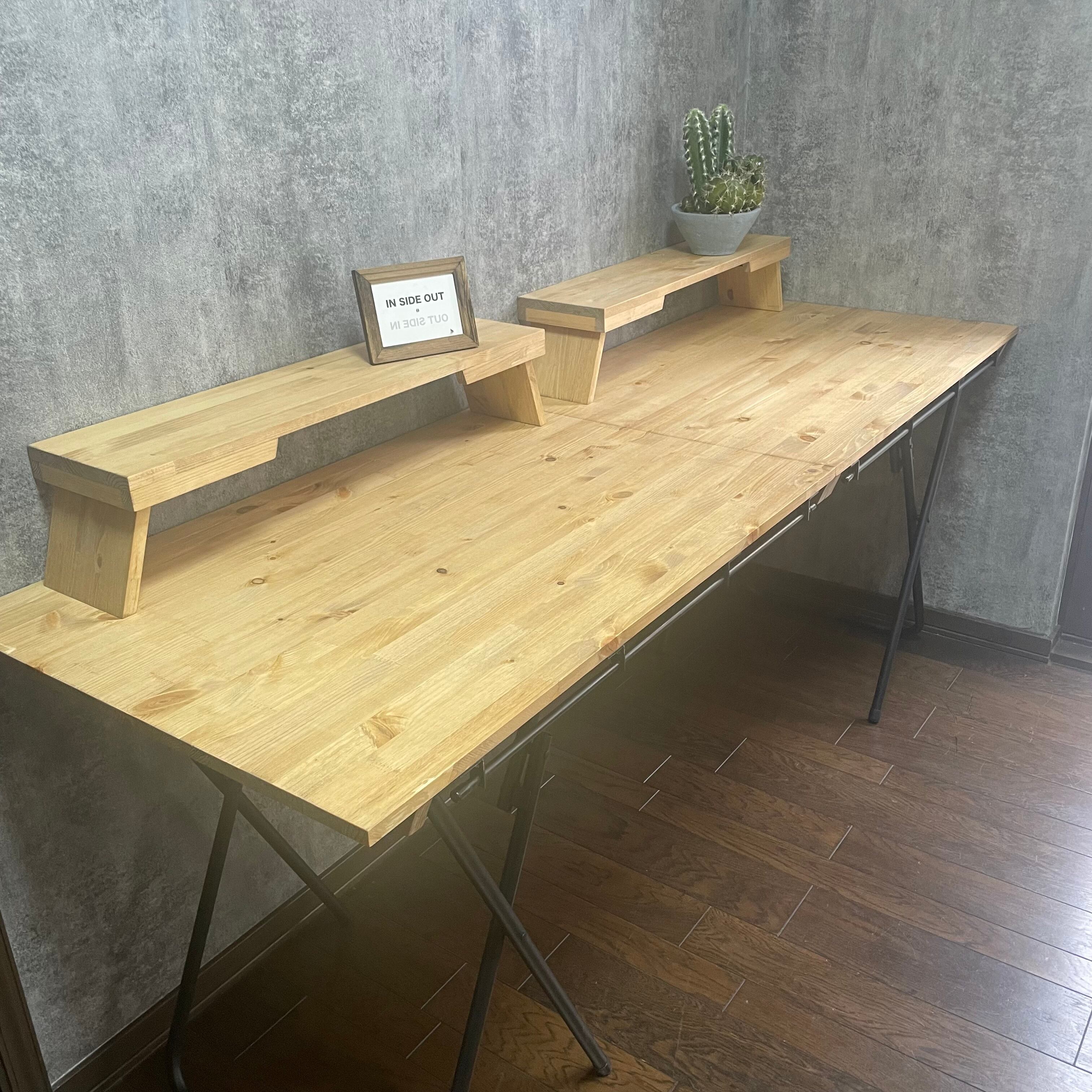 インダストリアル 無垢材の折りたたみテーブル【ハンドメイド家具】 杉