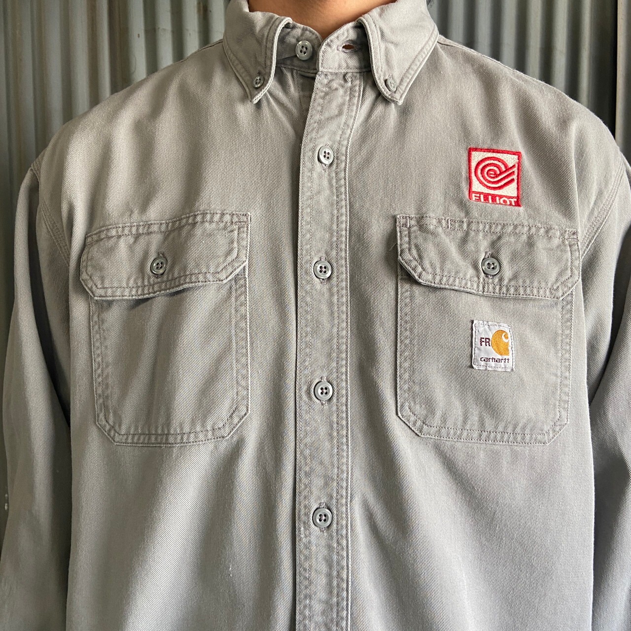 Carhartt カーハート FR ボタンダウン 企業ロゴ刺繍 長袖 ワークシャツ 