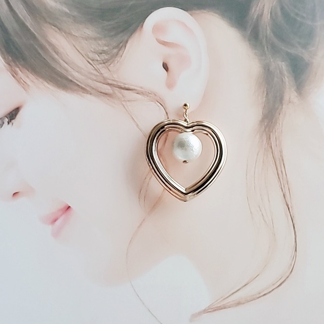 Cotton pearl #34 ビッグ 大きい ハート ゴールド コットンパール Cotton pearl #34 ビッグ 大きい ハート ゴールド コットンパール