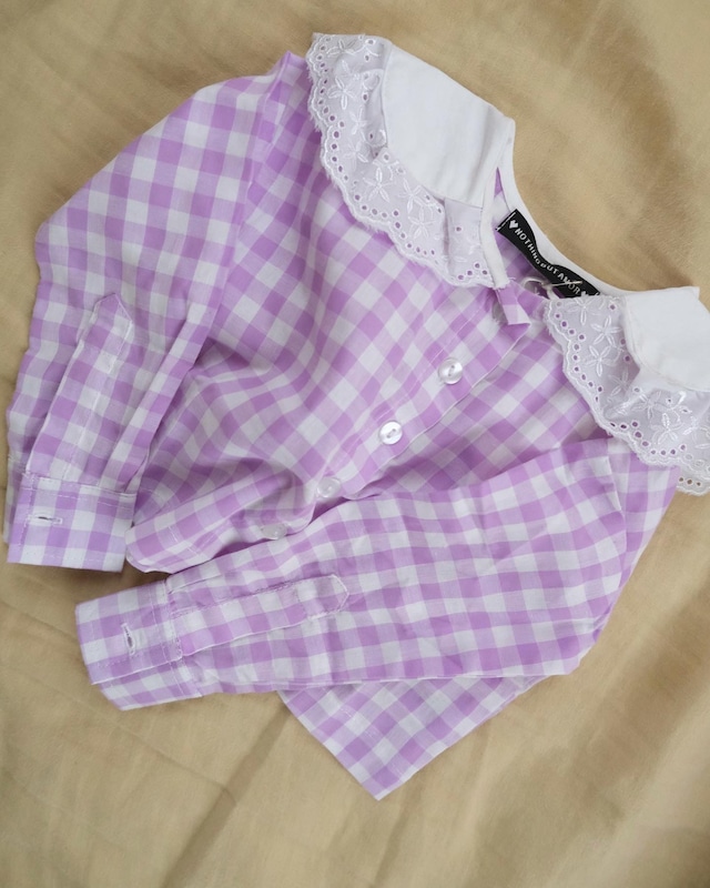 Gingham Collar Top-Purple