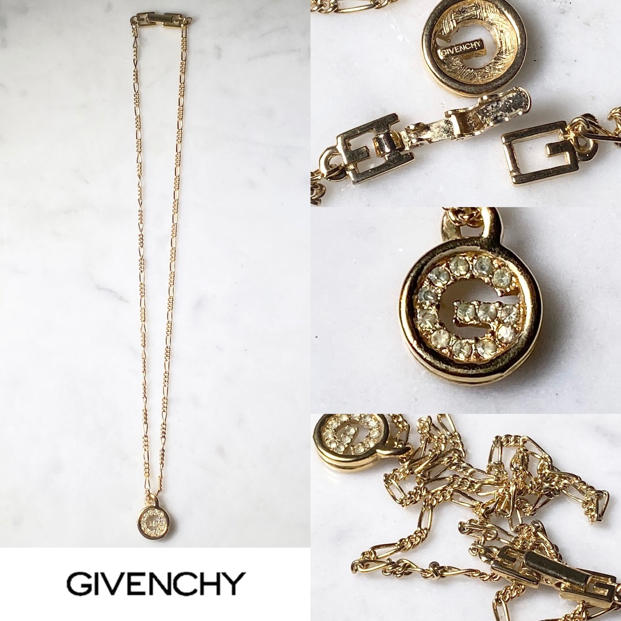 vintage GIVENCHY decorated logo pendant necklace