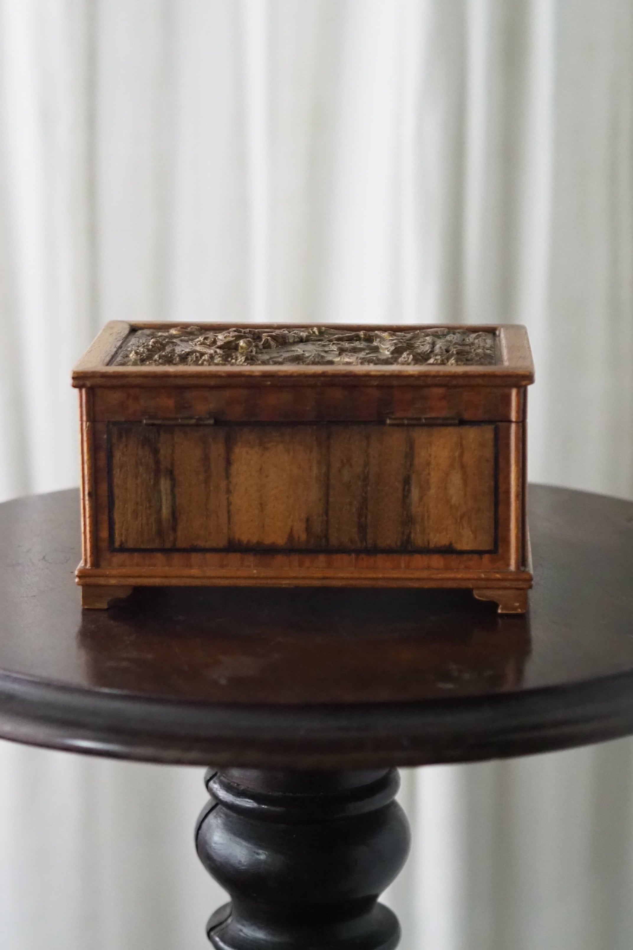 銅板があしらわれた象嵌小箱-antique wood box | アンティーク