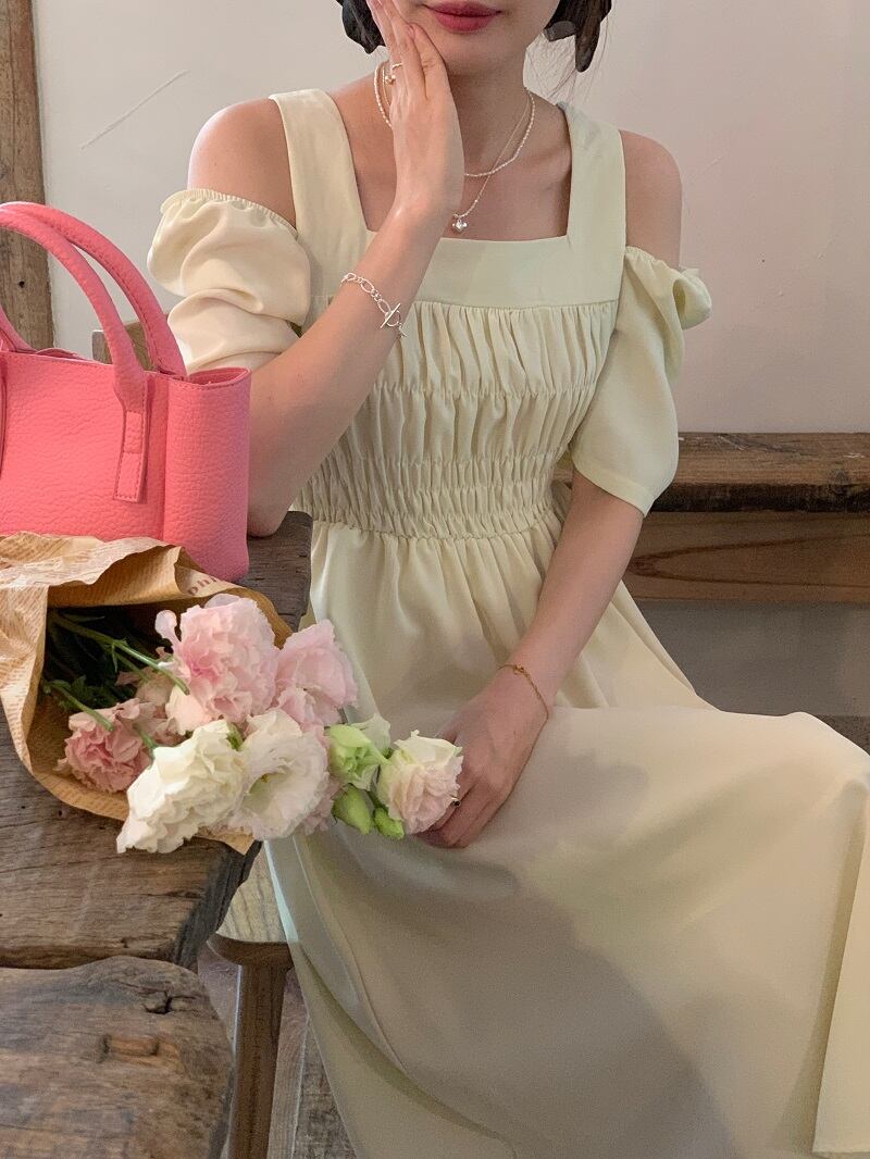 超気質 優しい オフショルダー ファッションワンピース
