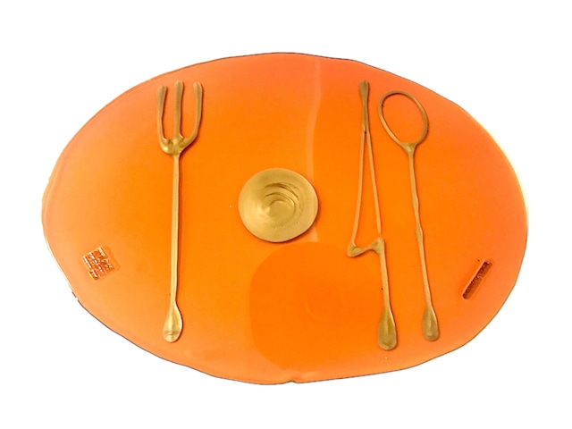 TABLE MATES  Clear Orange Gold       "Fish Design by Gaetano Pesce"  /  CORSI DESIGN