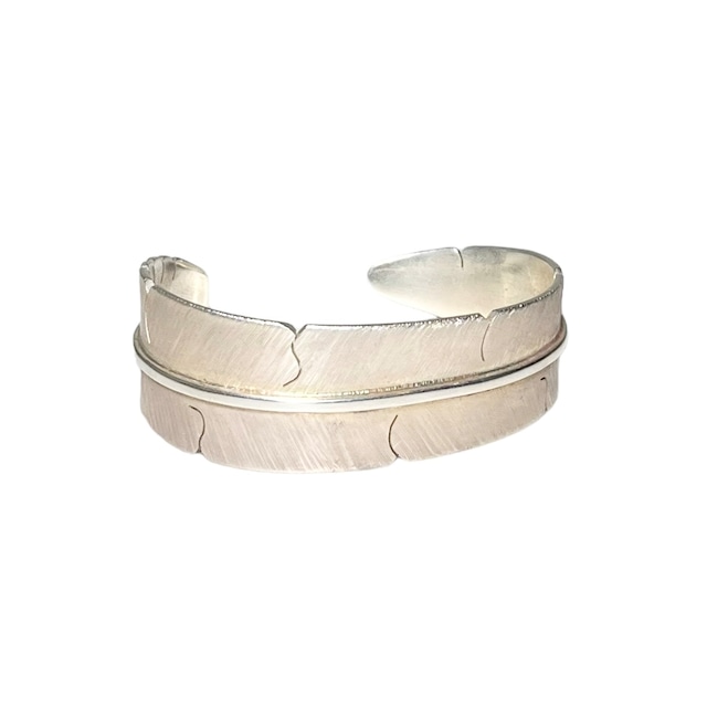 Michael Kirk wide silver feather bangle
