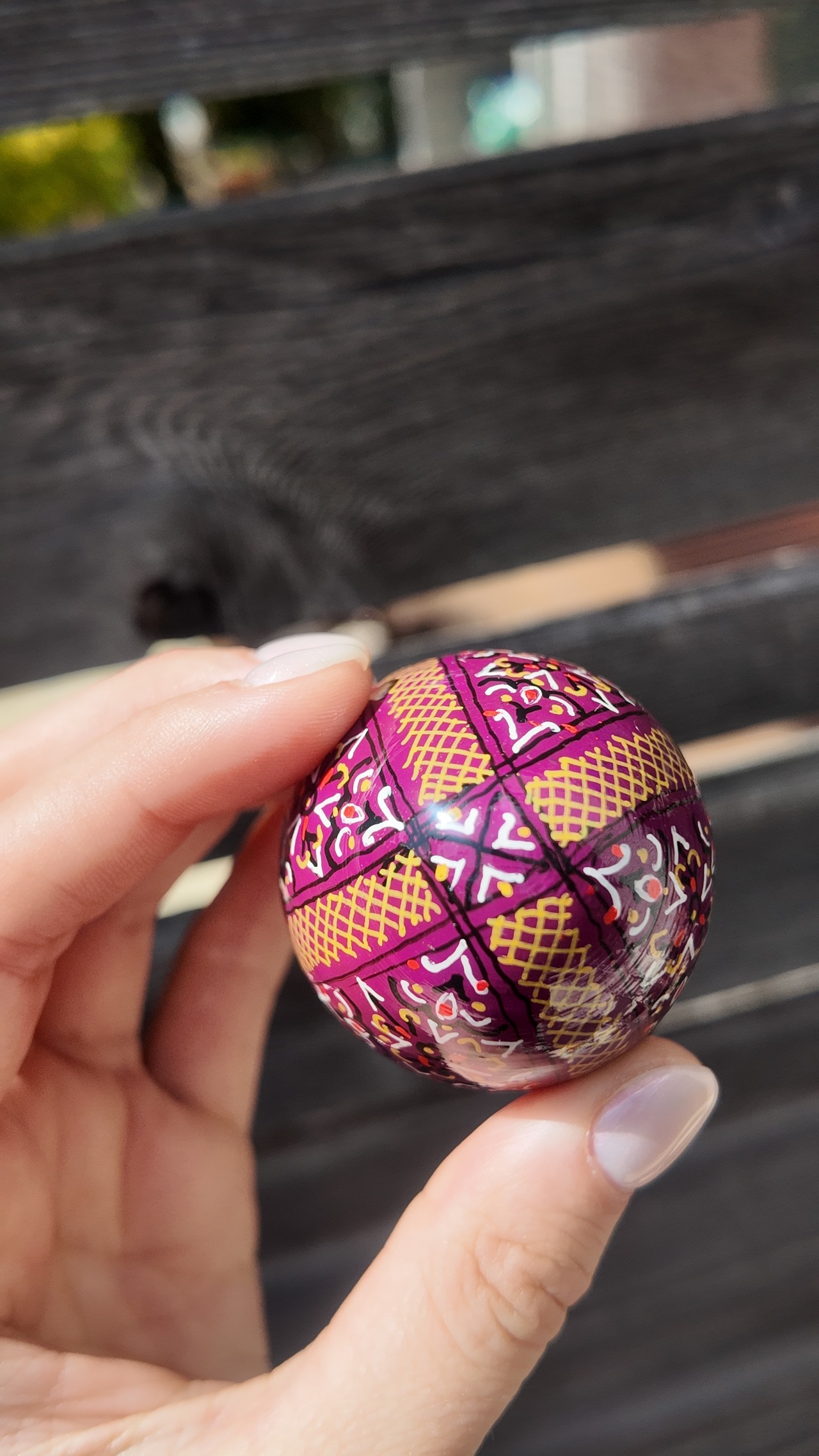 装飾用木製プィサンカ（イースターエッグ）with stand　コロミヤモデル - 5