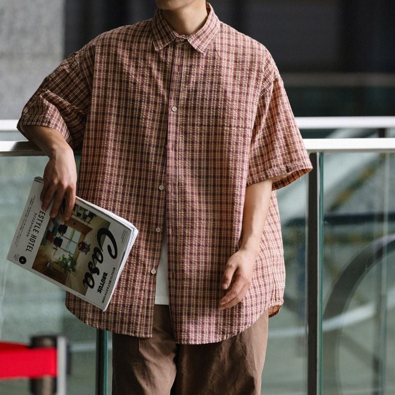 レトロチェックルーズシャツ 2カラーA1170