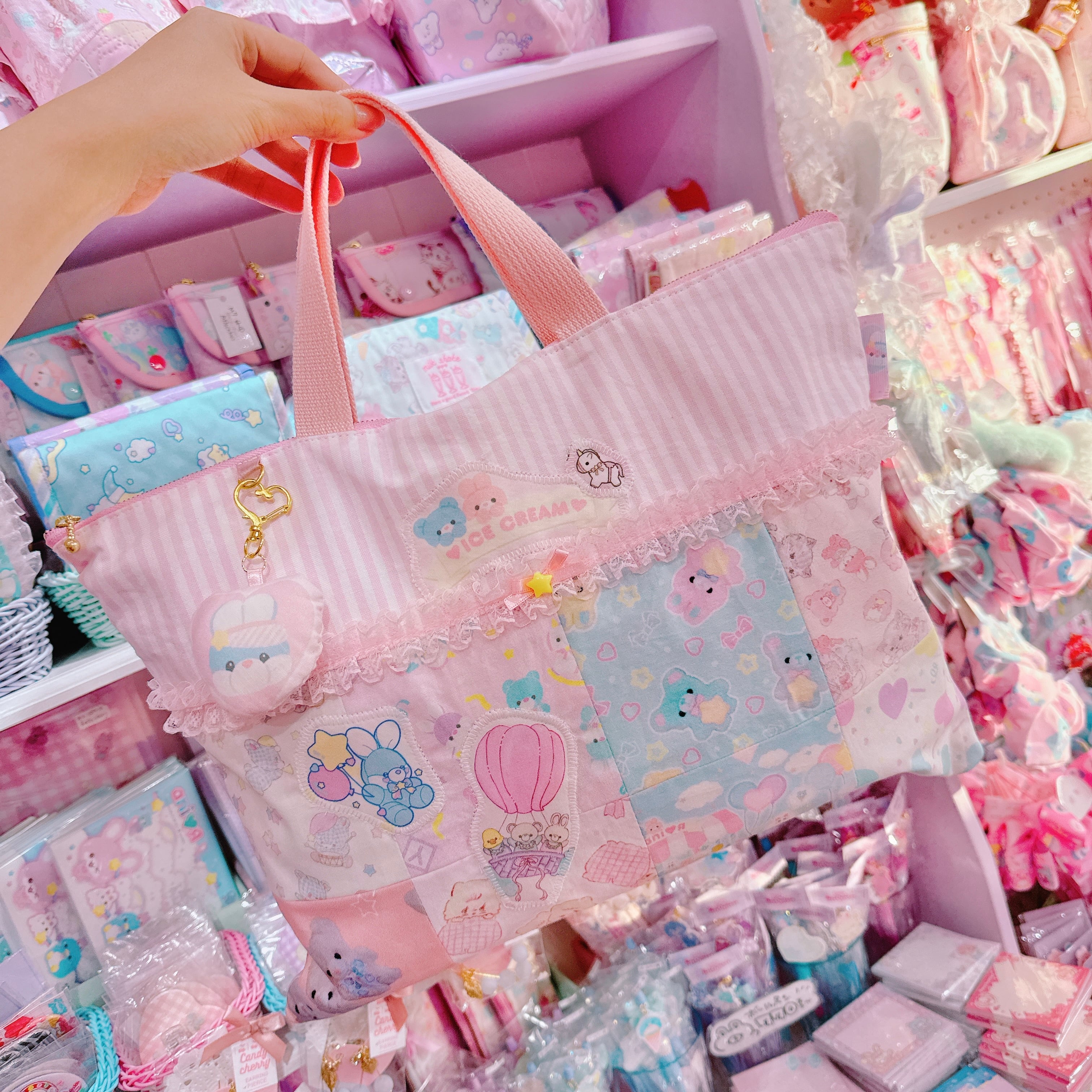 【K2】79-18パッチワークレッスンバッグ(ファスナー)