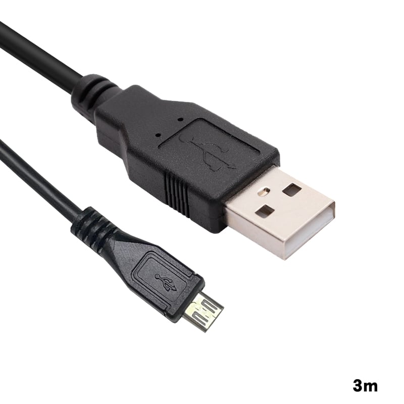 PS4コントローラー充電用 USB-microUSBケーブル 3m/3.5m ロングタイプ ...