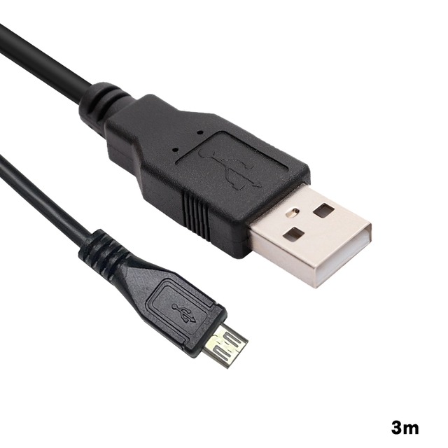 PS4コントローラー充電用 USB-microUSBケーブル 3m/3.5m ロングタイプ DUALSHOCK4ブラック 【送料無料】 |  ゲームショップTGK