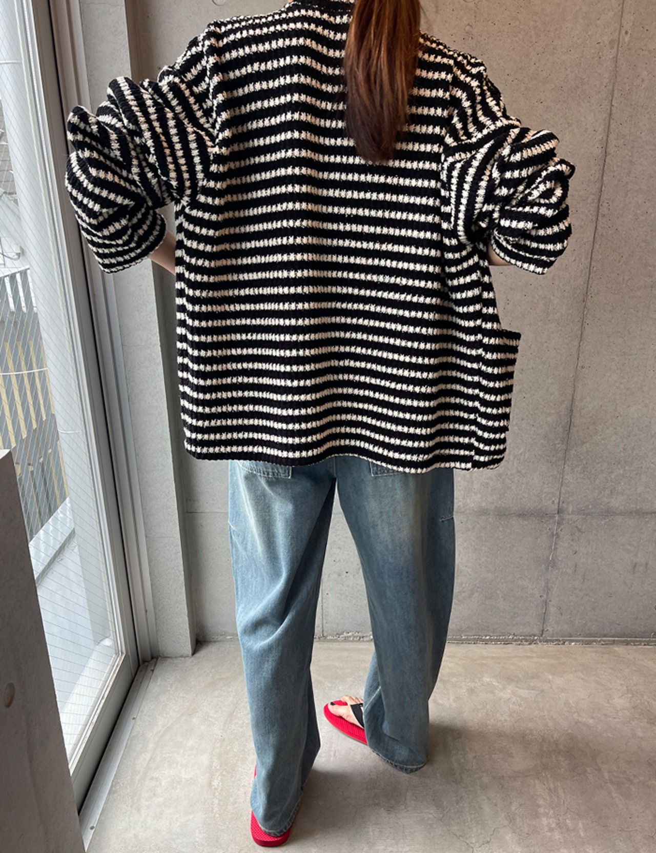 【新作5％OFF・3日間】Stripe Knit Cardigan_onecolor
