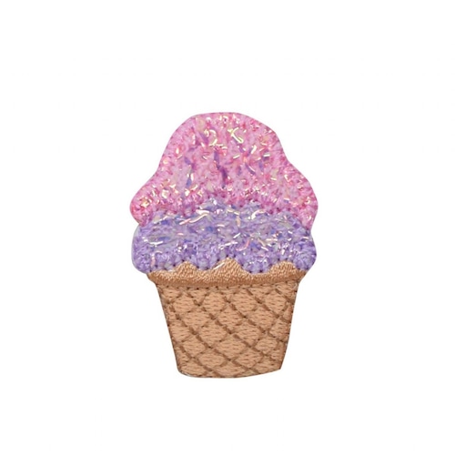 Wholesale Appliqué アイロンワッペン: きらきらアイスクリーム Pink/Purple Ice Cream Cone