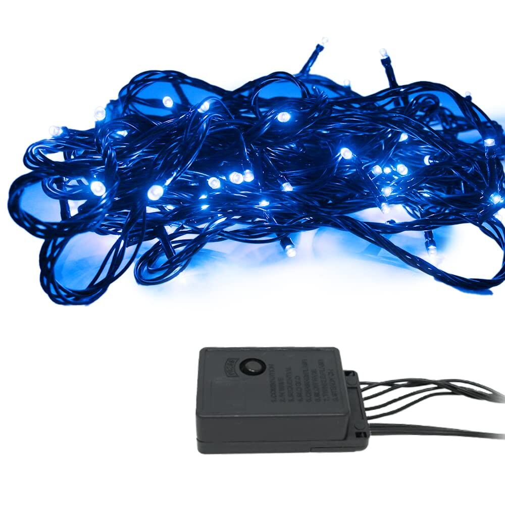 【在庫のみ】MITAS イルミネーション ライト LED 100球 ストレートタイプ 10mブルー 黒線 点灯 8パターン コントローラー付き コンセント LED電飾 クリスマス飾り クリスマスツリー デコレーション クリスマス電飾 連結可 ER-100LED10-BU