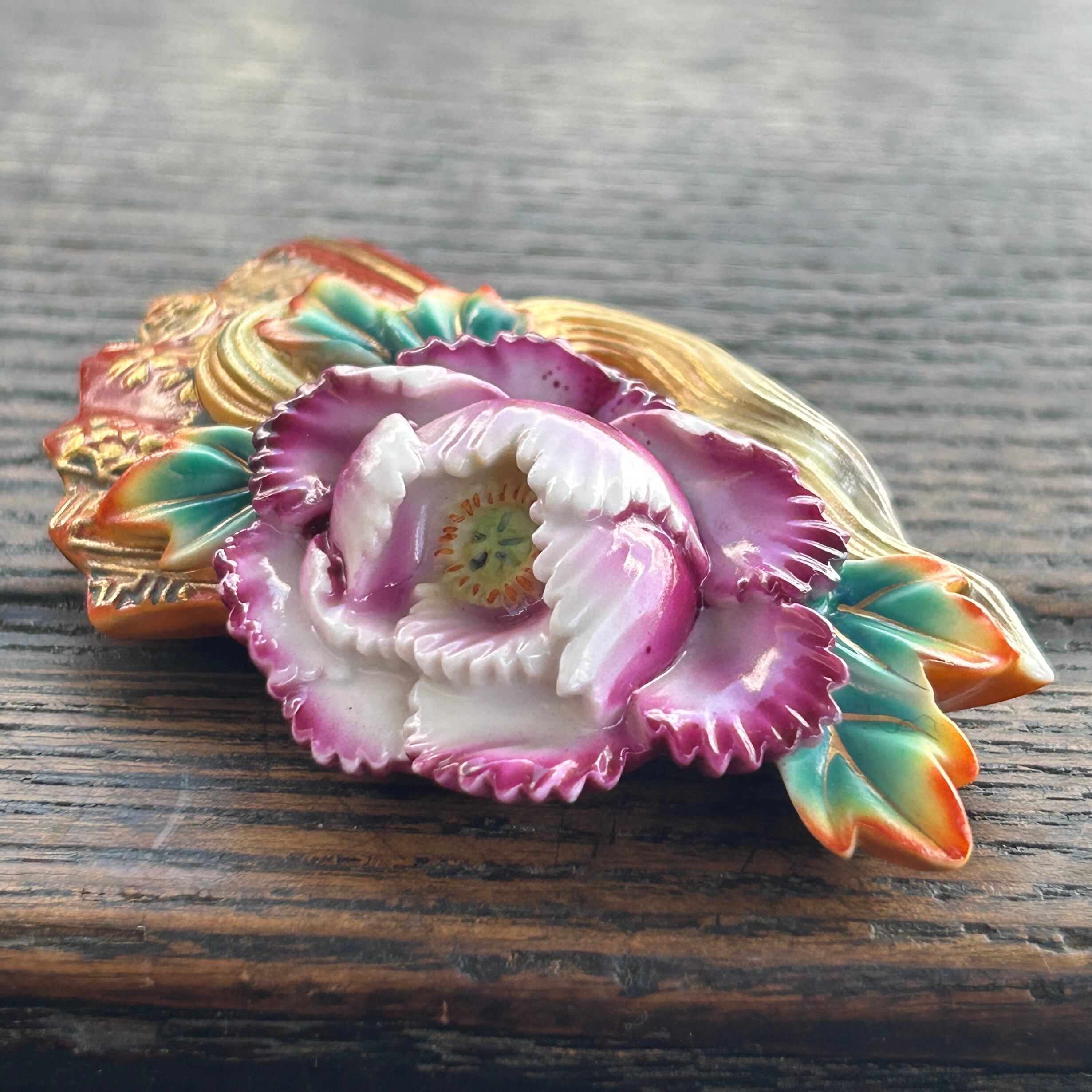 アンティークToshikaneJewelly  俊兼の大きな牡丹扇の帯留め　