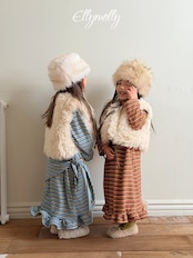 エリーモリー / ELLY MOLLY / フリースフリルロングワンピース / 韓国子供服 / キッズ / 26winter〖取寄〗*3~11号*