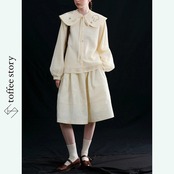 【2color】空想をまとう、刺繍襟と秘密のシルエットシャツ 《P0250》