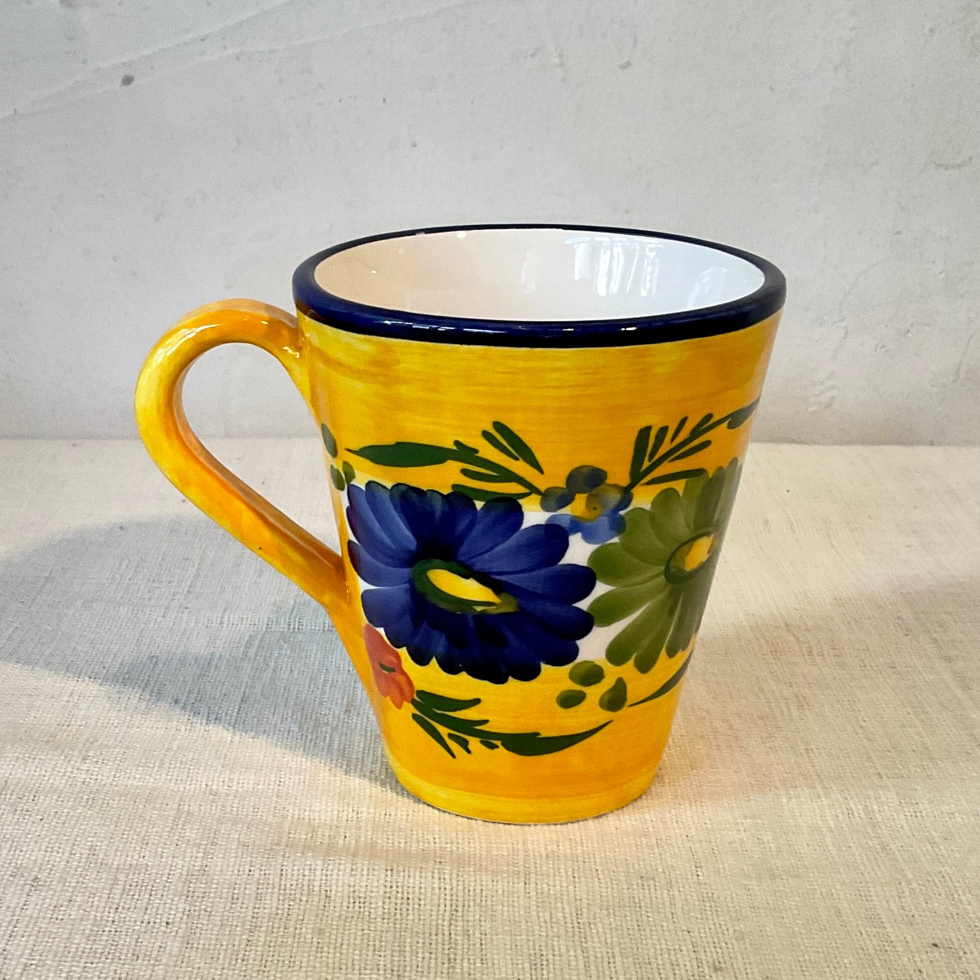 スペイン陶器】マグカップ（青緑花） | 照明＆エシカルライフスタイル