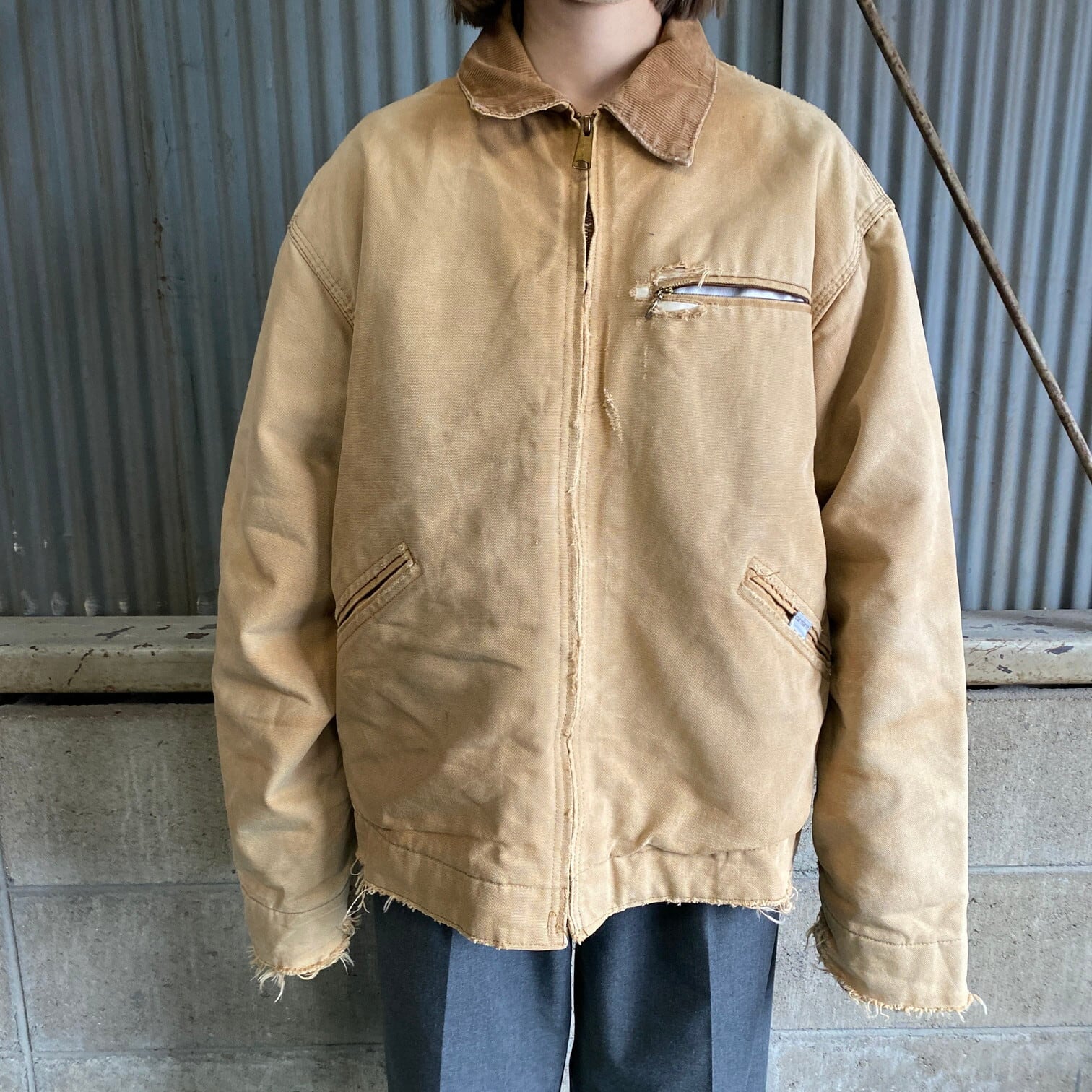 100周年モデル 80年代 Carhartt カーハート デトロイトジャケット メンズL相当 古着 80s ヴィンテージ ビンテージ  ブランケットライナー コーデュロイ襟 ダック地 ワークジャケット【ワークジャケット】 | cave 古着屋【公式】古着通販サイト