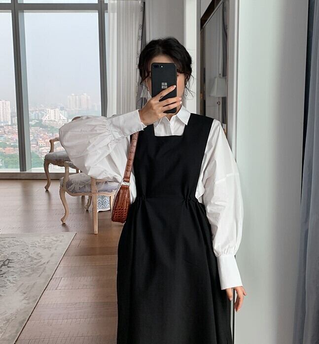PRADA ノースリーブワンピース　ジャンバースカート黒 ノースリーブワンピース ジャンパースカート ブラック ロング丈 サイド